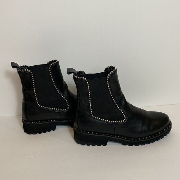 Black faux leather studded ankle booties size 8 - Picture 1 of 7